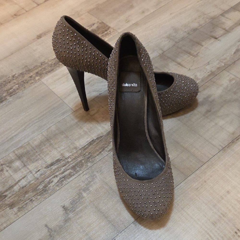 Dolce Vita Taupe Studded Heels